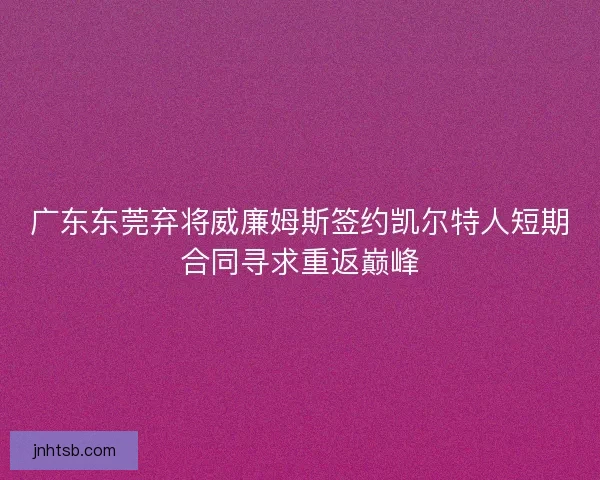 广东东莞弃将威廉姆斯签约凯尔特人短期合同寻求重返巅峰